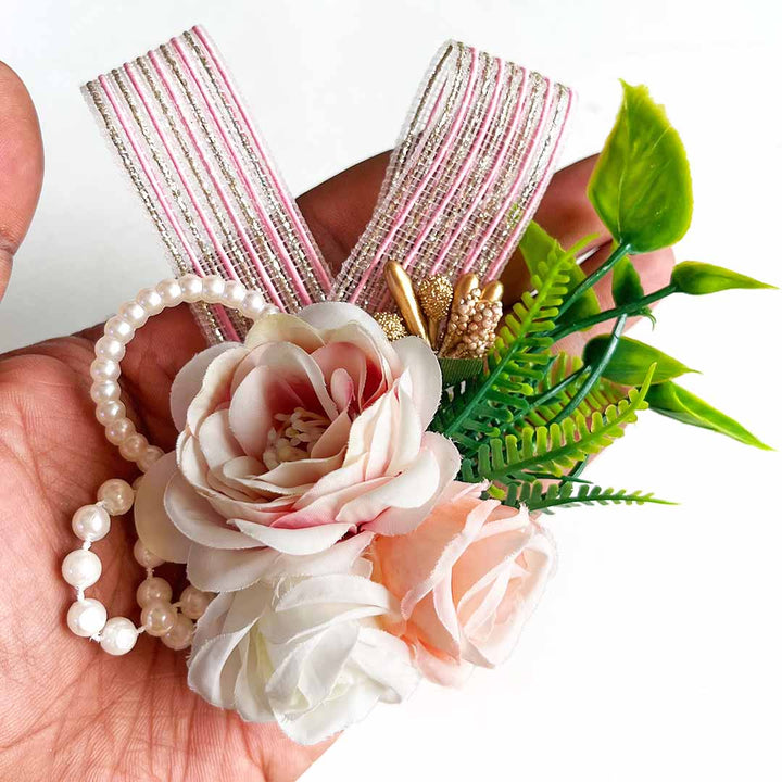 Rose Flower with ribbon Bunch pack of 4 for Trousseau, Gift Packing & Festive Decor