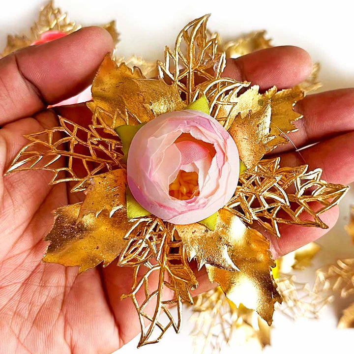 Golden Peonies Bunch pack of 4 for Trousseau, Gift Packing & Festive Decor