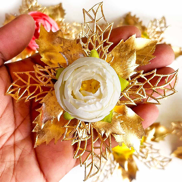 Golden Peonies Bunch pack of 4 for Trousseau, Gift Packing & Festive Decor