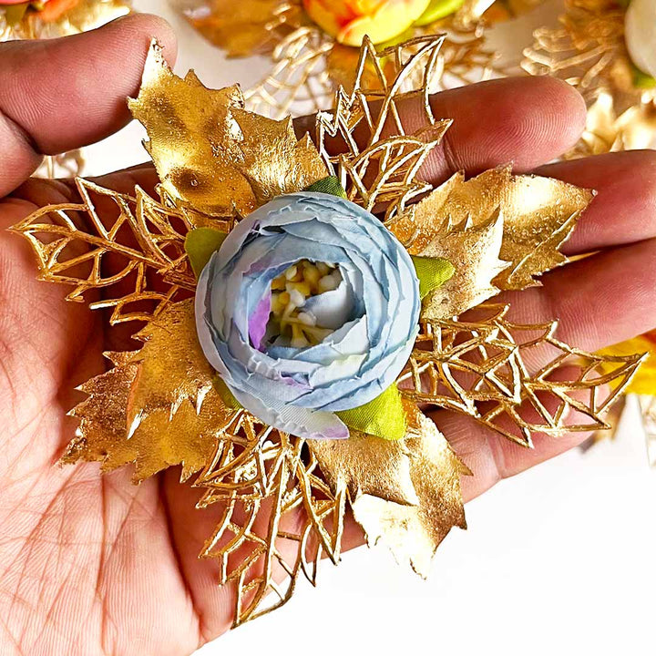 Golden Peonies Bunch pack of 4 for Trousseau, Gift Packing & Festive Decor