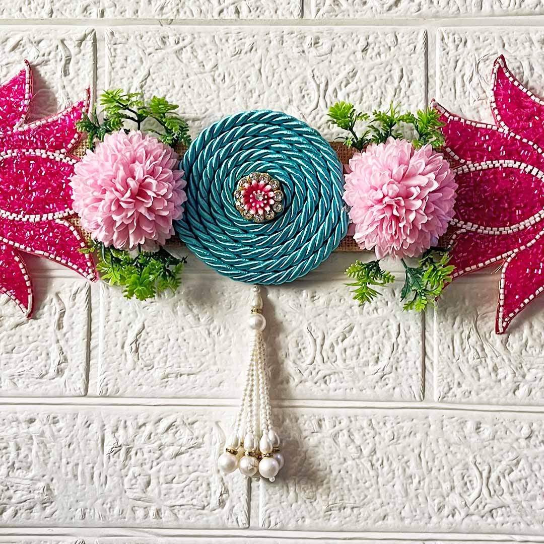 Rani Pink Patch Lotus Toran for Home & Office Entrance | Mandir Decoration | Decorative Door Hanging Bandanwar