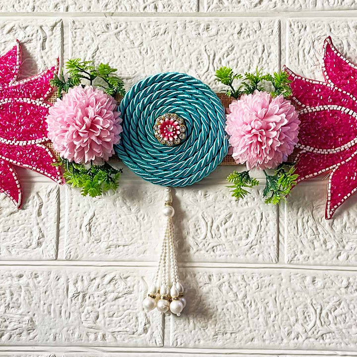 Rani Pink Patch Lotus Toran for Home & Office Entrance | Mandir Decoration | Decorative Door Hanging Bandanwar