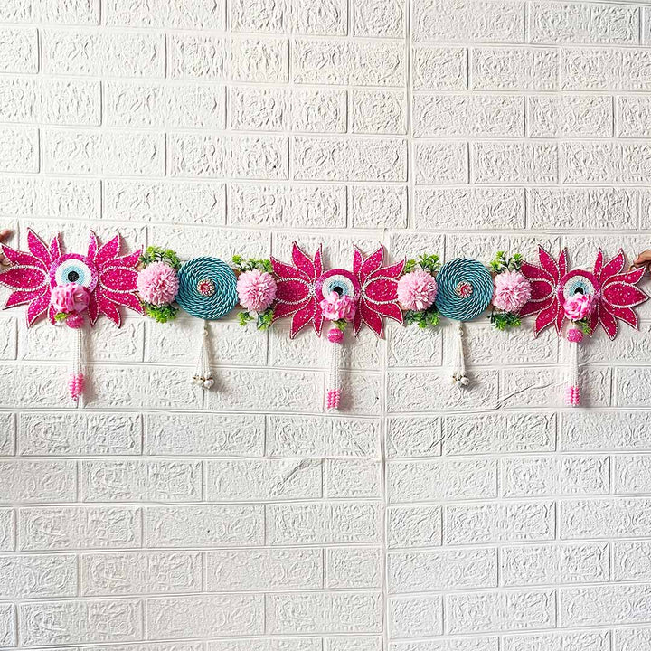 Rani Pink Patch Lotus Toran for Home & Office Entrance | Mandir Decoration | Decorative Door Hanging Bandanwar