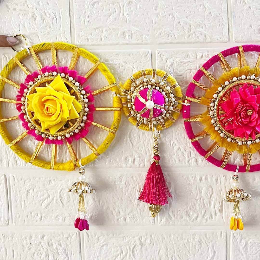Multicolor Jute Floral Toran with Side Hanging for Home & Office Entrance | Mandir Decoration | Decorative Door Hanging Bandanwar