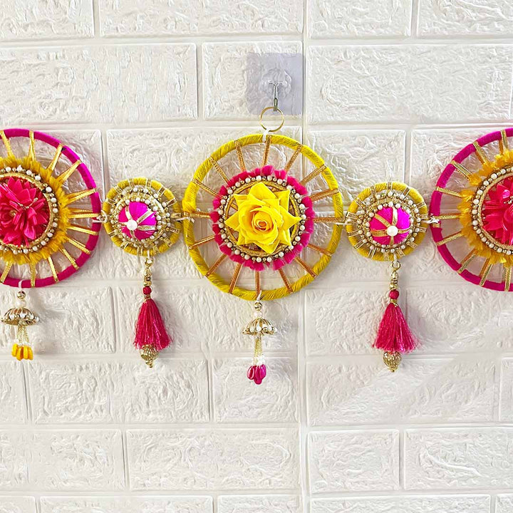 Multicolor Jute Floral Toran with Side Hanging for Home & Office Entrance | Mandir Decoration | Decorative Door Hanging Bandanwar