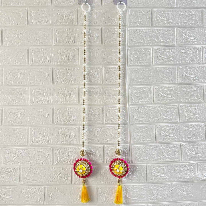 Multicolor Jute Floral Toran with Side Hanging for Home & Office Entrance | Mandir Decoration | Decorative Door Hanging Bandanwar