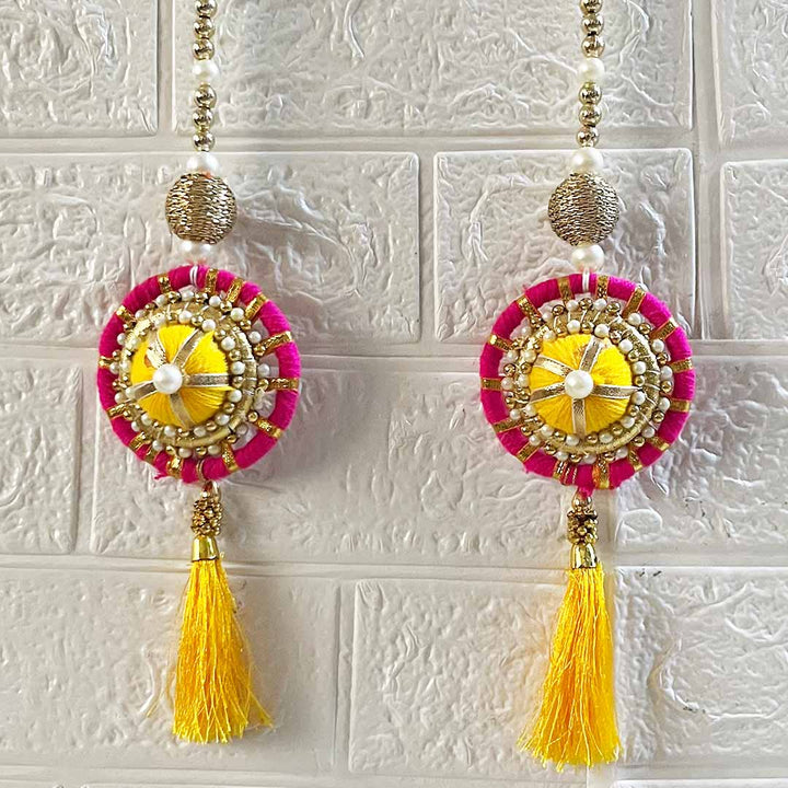 Multicolor Jute Floral Toran with Side Hanging for Home & Office Entrance | Mandir Decoration | Decorative Door Hanging Bandanwar