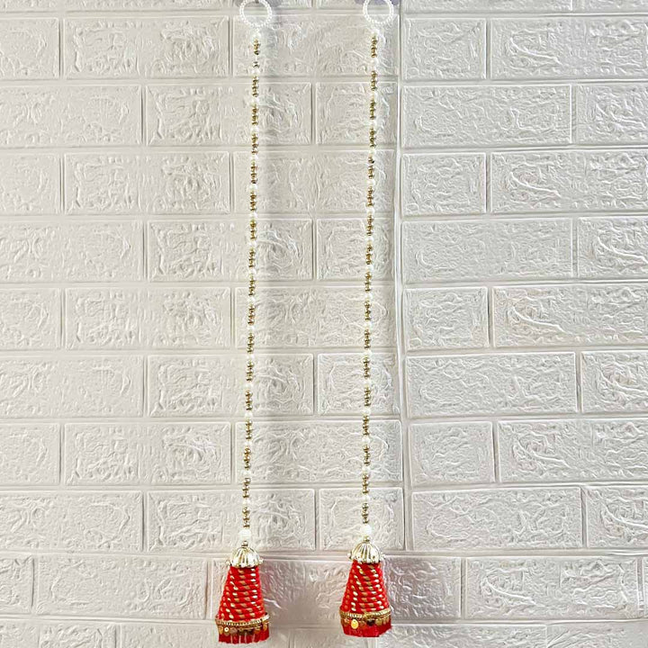 Red Cone Floral Toran with Side Hanging for Home & Office Entrance | Mandir Decoration | Decorative Door Hanging Bandanwar