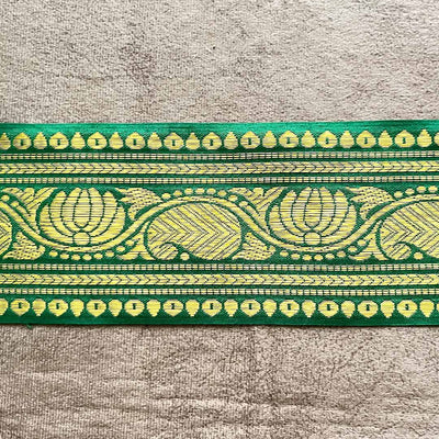 Green & Golden Zari Color Weaving Border- 3INCH - ( 5mtr )