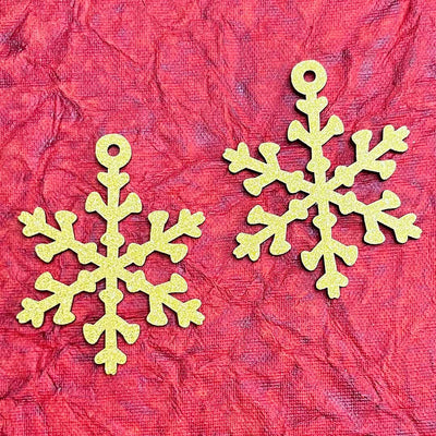 Golden Glittered Christmas Snow Flakes(2) Set Of 2