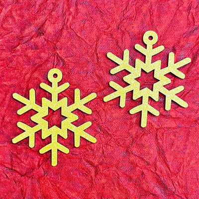 Golden Glittered Christmas Snow Flakes(3) Set Of 2