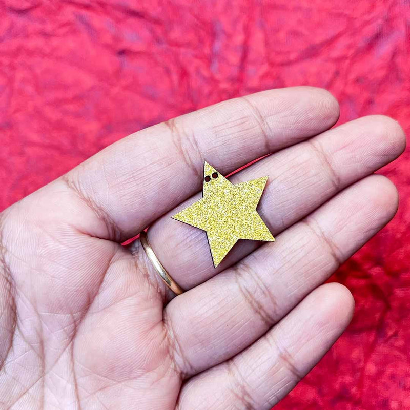 Golden Glittered Christmas Star Small Set Of 12