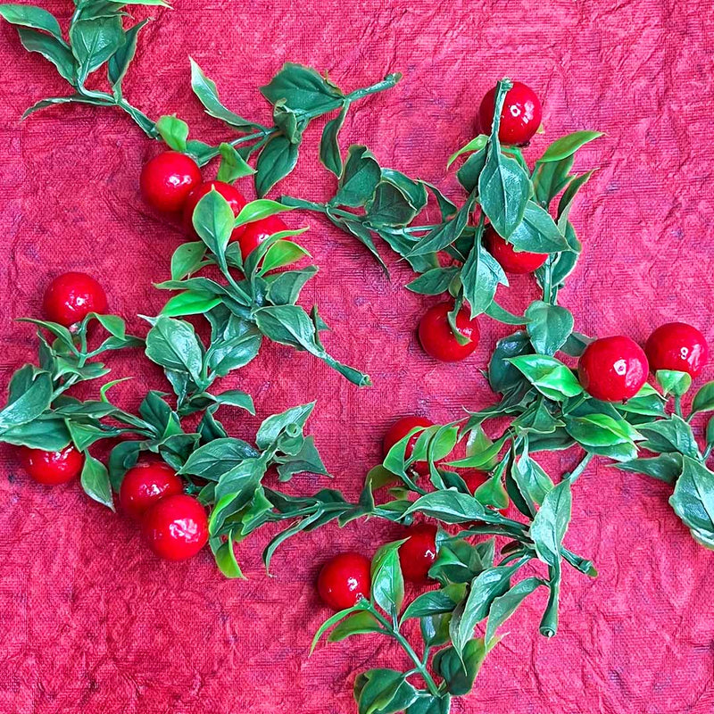 Christmas Red Berries with Green Leaves Filler Set Of 12