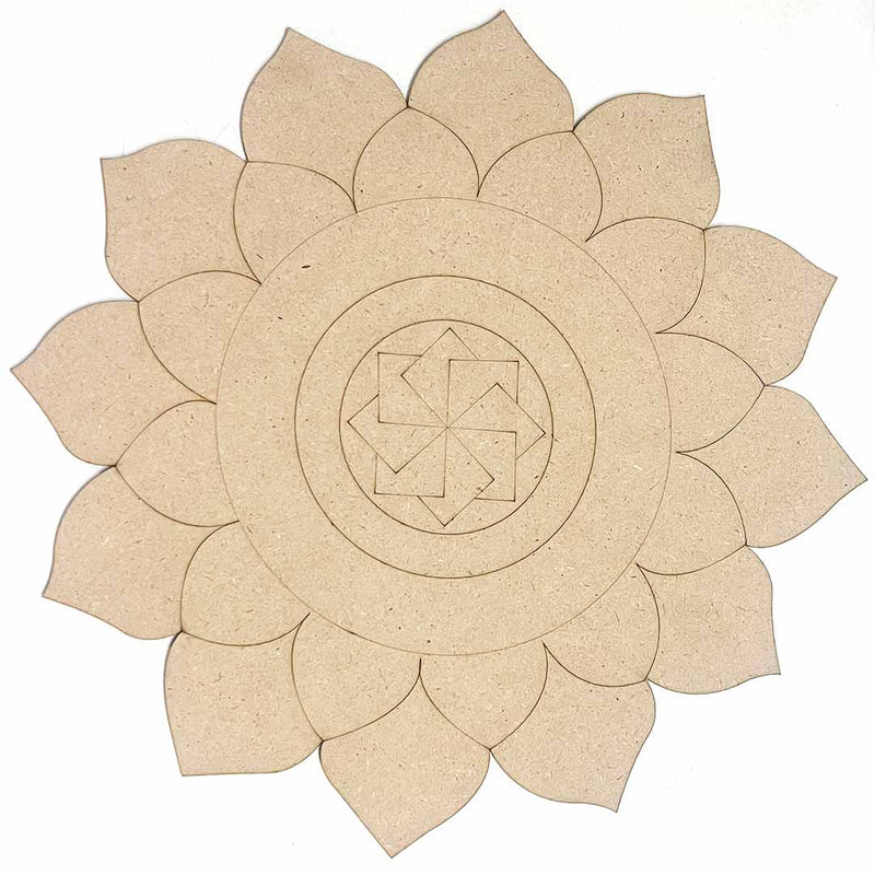 Flower Mandala Swastik Design MDF Engraved Base