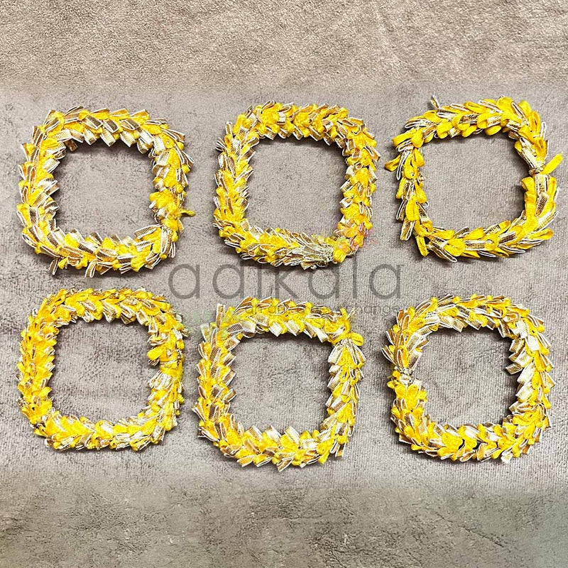 3 Inches Yellow Square Gota Ring Set Of 6