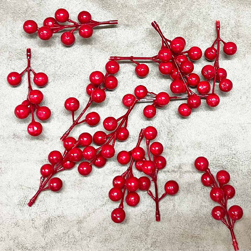 Christmas Red Color Berries Filler Set Of 5