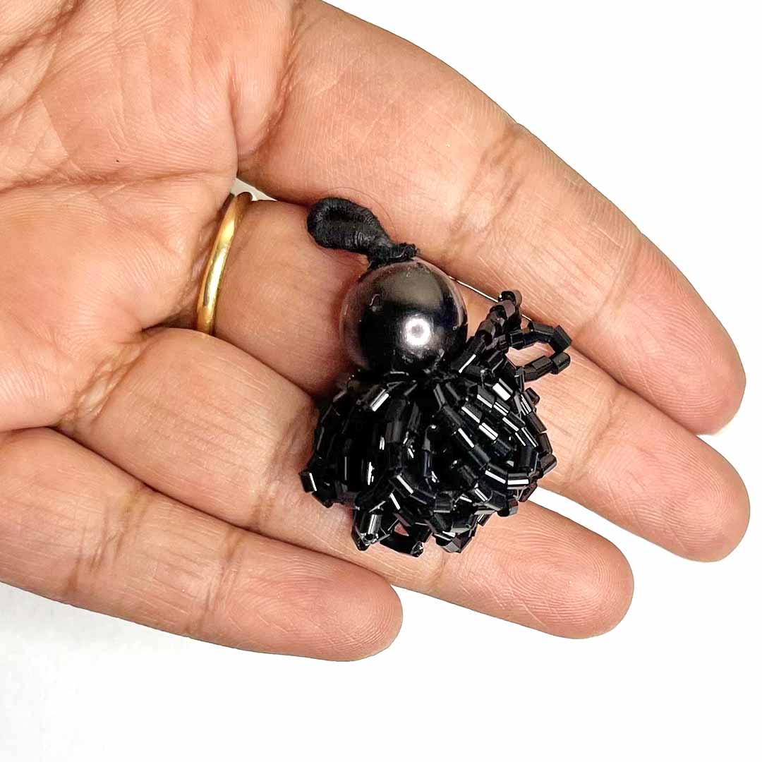 Black Big Bead With Katdana Ruffled Tassels Pack Of 2