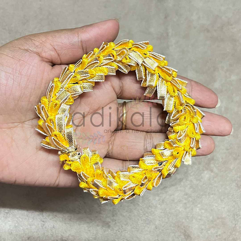 3 Inches Yellow Square Gota Ring Set Of 6