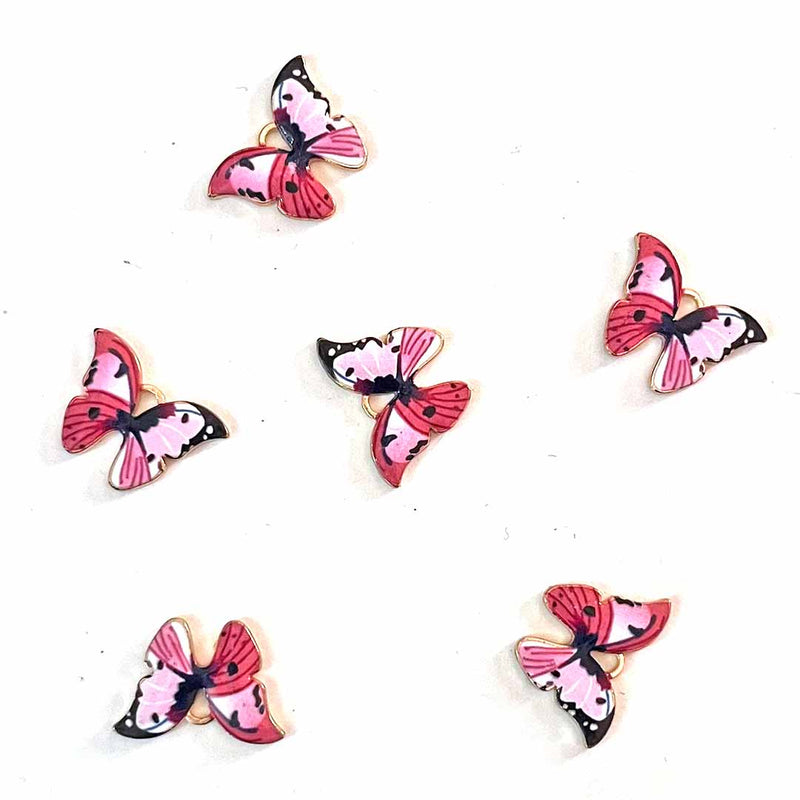 Pink Color Butterfly Top Whole Metal Charms Set Of 6
