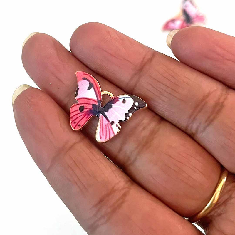 Pink Color Butterfly Top Whole Metal Charms Set Of 6
