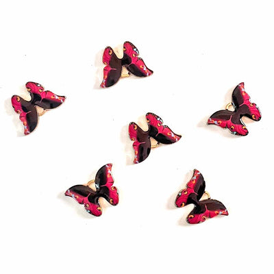 Black Color Butterfly Top Whole Metal Charms Set Of 6