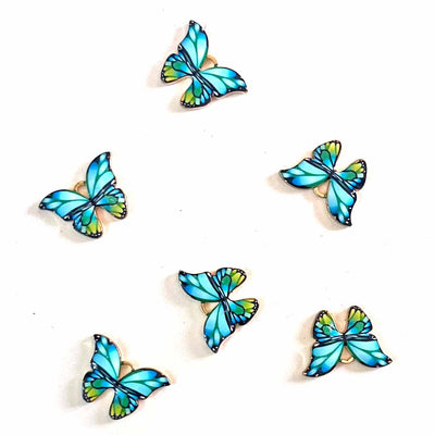 Firozi Color Butterfly Top Whole Metal Charms Set Of 6