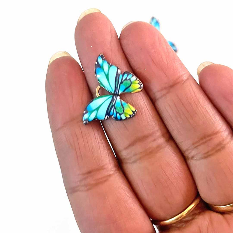 Firozi Color Butterfly Top Whole Metal Charms Set Of 6