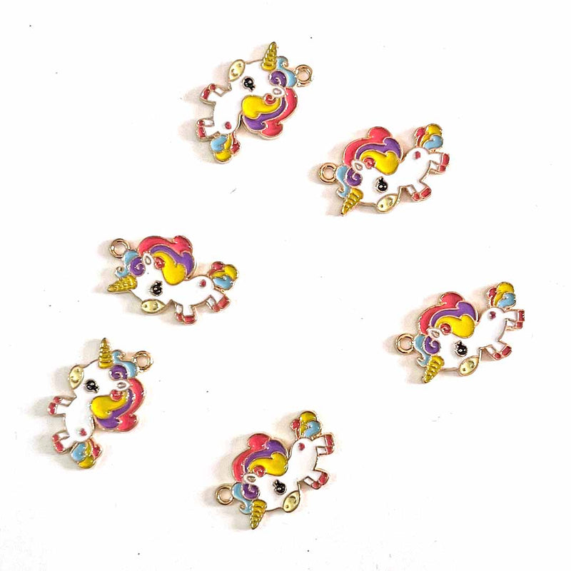 Multicolor Unicorn Top Whole Metal Charms Set Of 6
