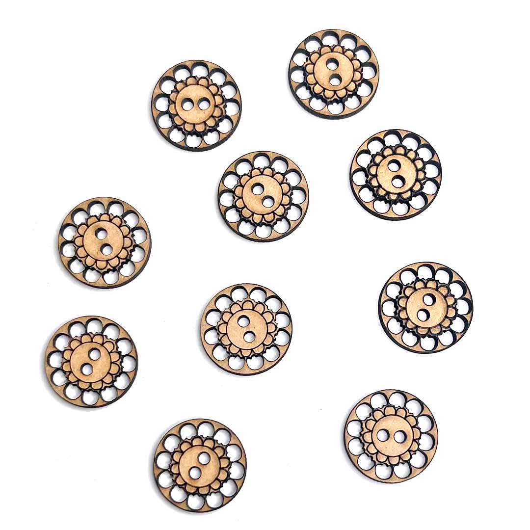 Round Engraved Design Button Set Of 10