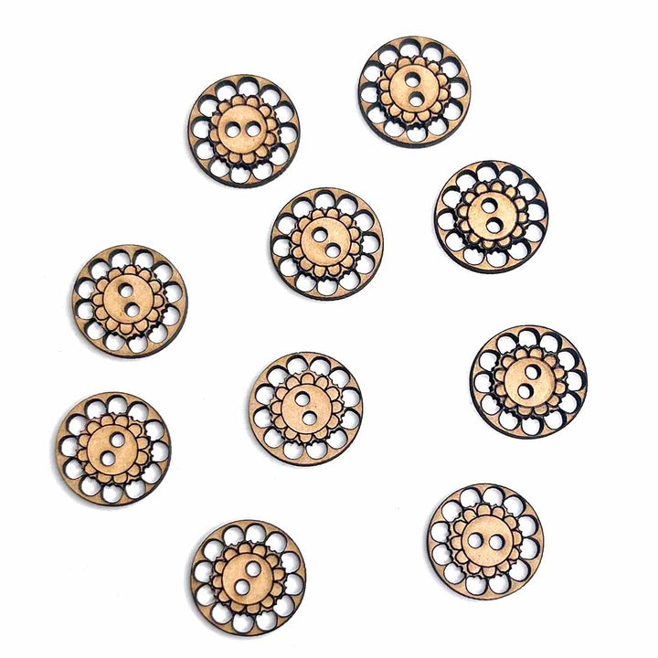 Round Engraved Design Button Set Of 10