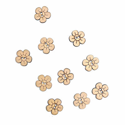 Flower shape Engraved Design Button Set Of 10