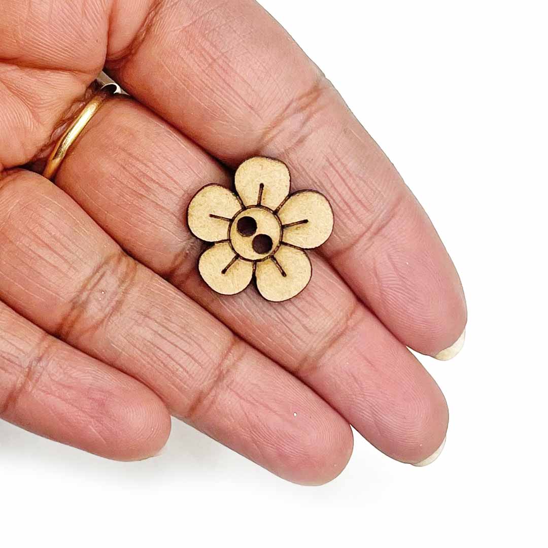 Flower shape Engraved Design Button Set Of 10