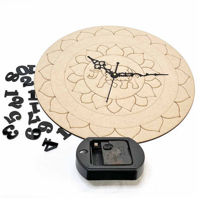 12 Inches Mandala Elephant Engraved Clock Set Design 10