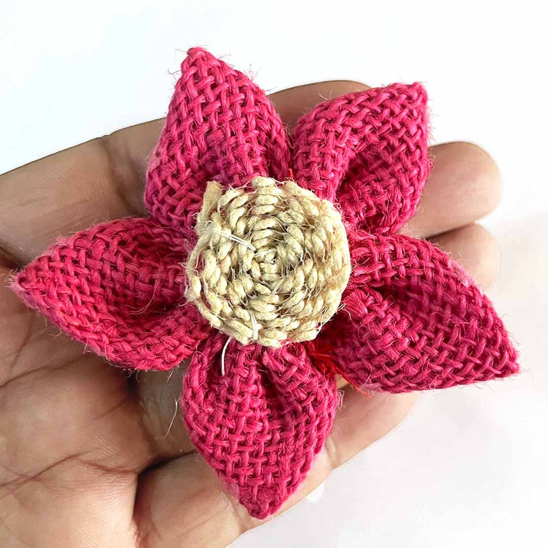 Star Shape Pink Color Jute Flower Set Of 10