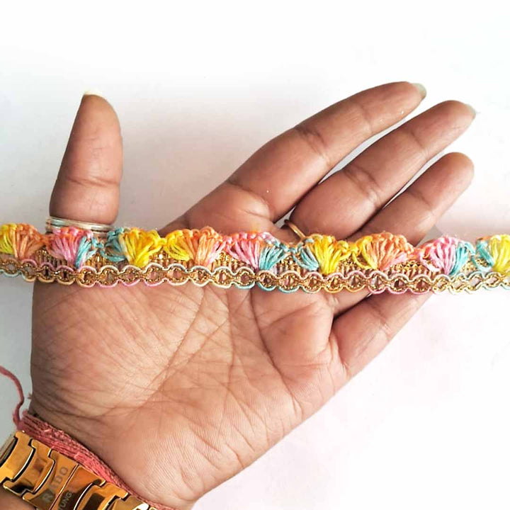 Multicolored Silk Thread Lace - ( 9mtr )