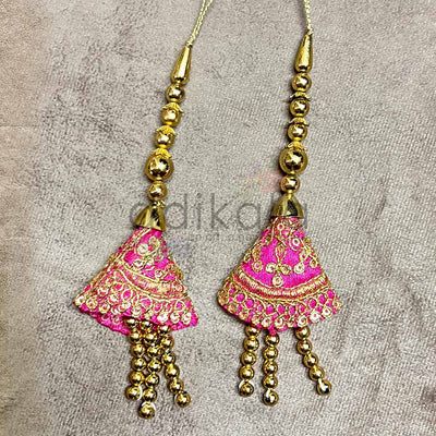Rani Pink Color Cone Hanging/Lumba Pack Of 2