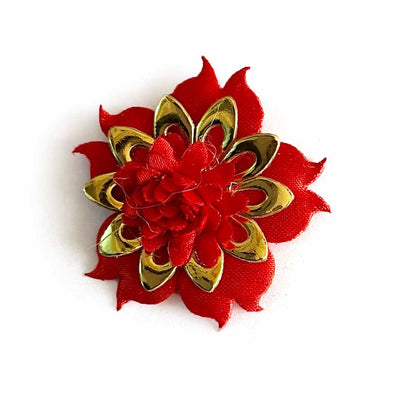 Red Satin Fabric Flower Pack Of 10