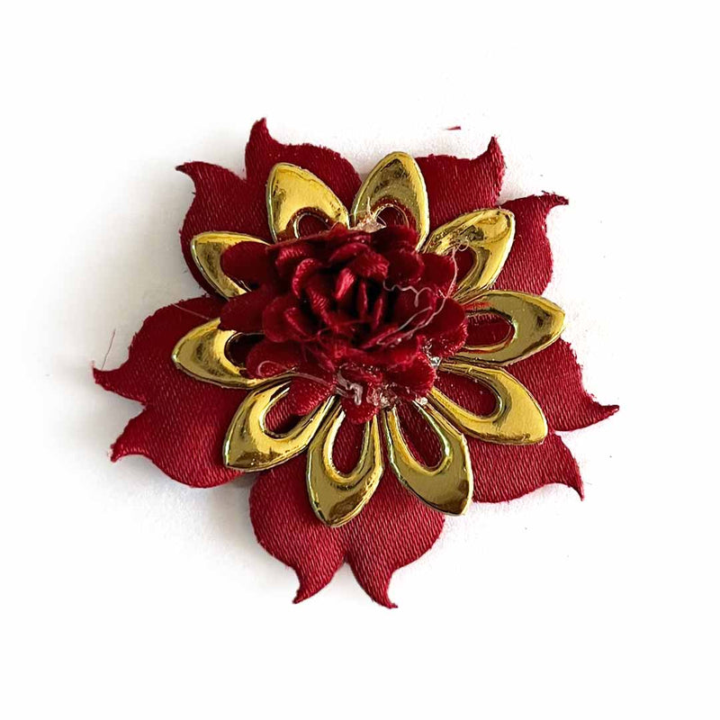 Maroon Satin Fabric Flower Pack Of 10