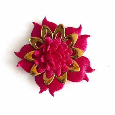 Rani Pink Satin Fabric Flower Pack Of 10