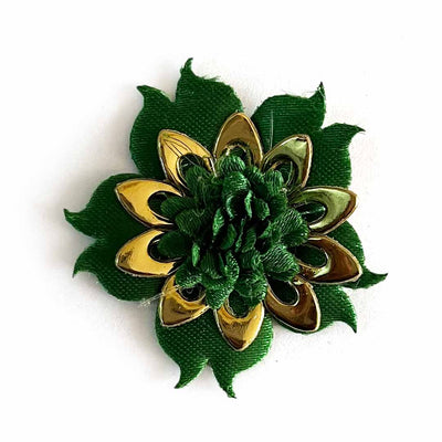 Dark Green Satin Fabric Flower Pack Of 10