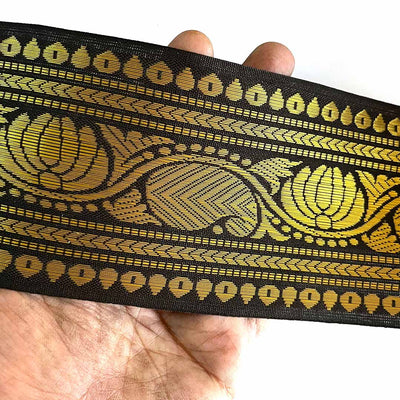 Black & Golden Zari Color Weaving Border- 3INCH - ( 5mtr )