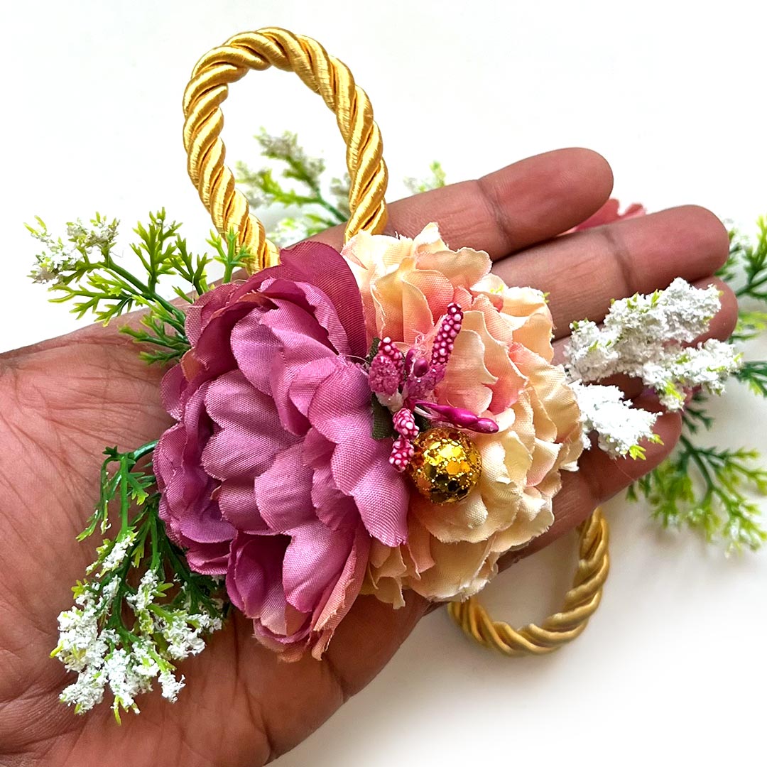 Move & Peach Color Flower Bunch Pack Of 4 for festive decoration & wedding