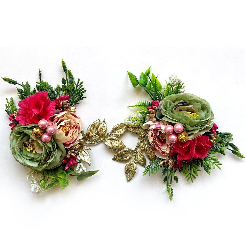 3-in-1 Big Green Color Flower Bunch Pack Of 2 for festive decoration & wedding