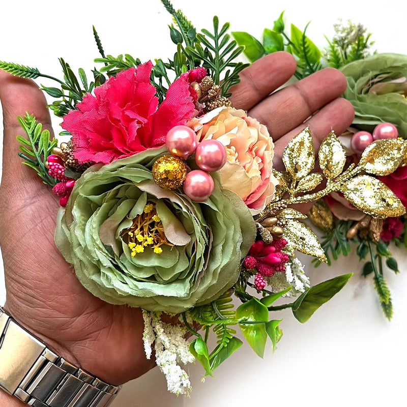 3-in-1 Big Green Color Flower Bunch Pack Of 2 for festive decoration & wedding