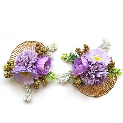 3-in-1 Purple Color Flower Bunch Pack Of 2 for festive decoration & wedding
