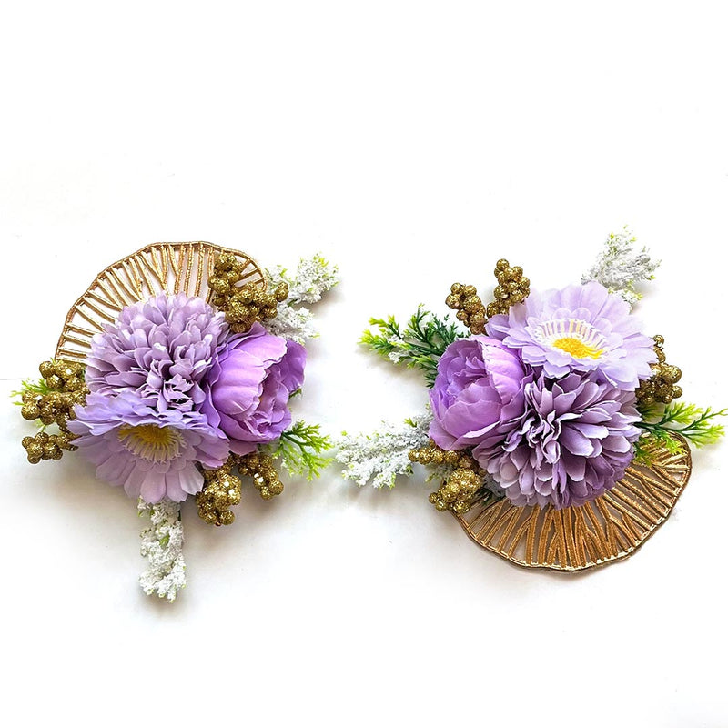 3-in-1 Purple Color Flower Bunch Pack Of 2 for festive decoration & wedding