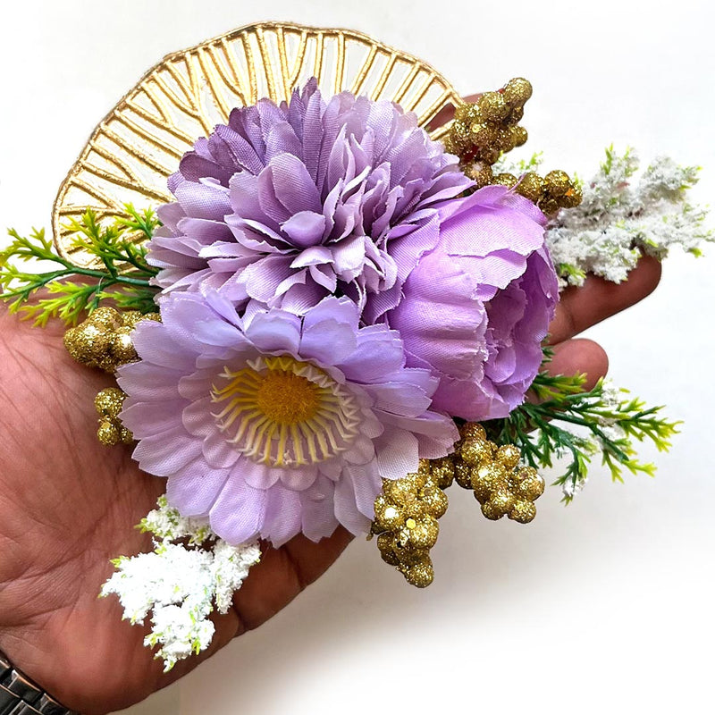 3-in-1 Purple Color Flower Bunch Pack Of 2 for festive decoration & wedding