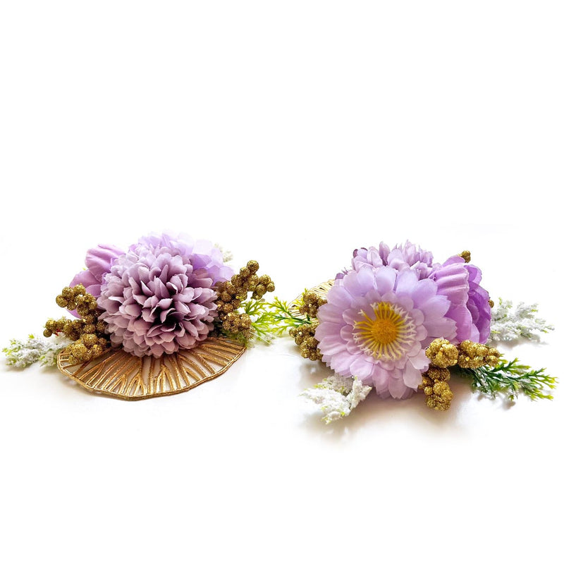3-in-1 Purple Color Flower Bunch Pack Of 2 for festive decoration & wedding