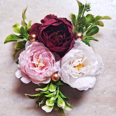 Marron, Baby Pink & Cream Color Flower Combination Bunch Pack Of 2