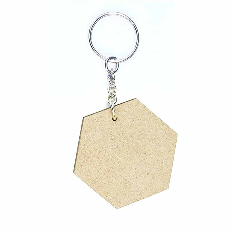 Key Chain With Hexagonal Shape MDF Base Set Of 10 – Adikala - Craft Store